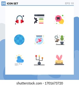 9 Creative Icons Modern Signs and Symbols of love; flask; offer; bottle; internet Editable Vector Design Elements