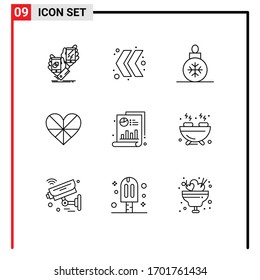 9 Creative Icons Modern Signs and Symbols of medical; favorite; ball; like; heart Editable Vector Design Elements