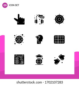 9 Creative Icons Modern Signs and Symbols of head; brian; ship; mind; social Editable Vector Design Elements