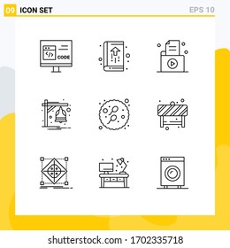 9 Creative Icons Modern Signs and Symbols of notification; alarm; growth; record; folder Editable Vector Design Elements