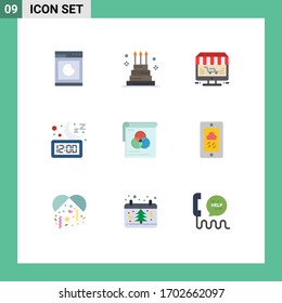 9 Creative Icons Modern Signs and Symbols of sleep; moon; holiday; clock; store Editable Vector Design Elements