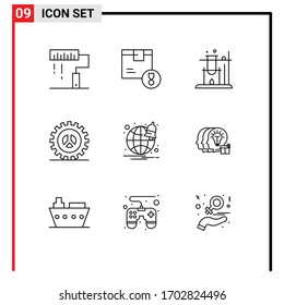 9 Creative Icons Modern Signs and Symbols of web development; settings; logistic; seo; space Editable Vector Design Elements