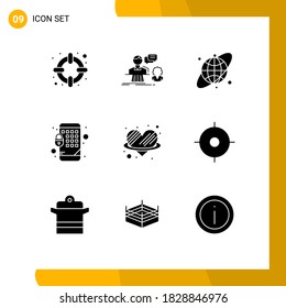9 Creative Icons Modern Signs and Symbols of romance; heart; circular; angle; lock Editable Vector Design Elements
