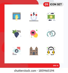 9 Creative Icons Modern Signs and Symbols of organic; fruit; magnet; diet; flow Editable Vector Design Elements