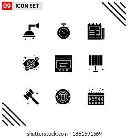 9 Creative Icons Modern Signs and Symbols of communication; view; news; seo; eye Editable Vector Design Elements