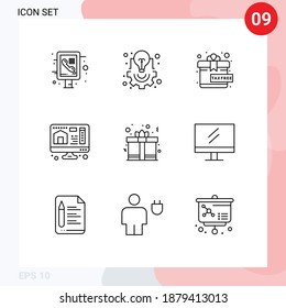 9 Creative Icons Modern Signs and Symbols of heart; day; project management; home; computer Editable Vector Design Elements