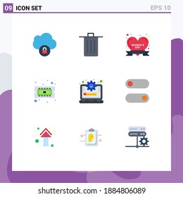 9 Iconos creativos Signos y símbolos modernos de gestión; hardware; insignia; cpu; elementos de diseño de vectores editables por chip