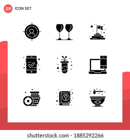 9 Creative Icons Modern Signs and Symbols of computer; study; flag; education; mobile access Editable Vector Design Elements