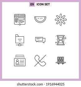 9 Creative Icons Modern Signs and Symbols of communication; bubble; flower; chat; folder Editable Vector Design Elements