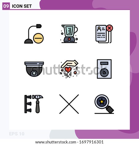9 Creative Icons Modern Signs and Symbols of roof; cam; jug; resume; cv Editable Vector Design Elements