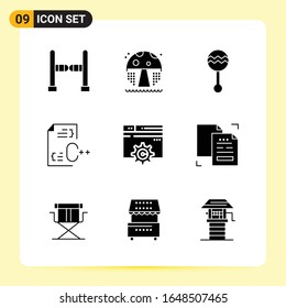 9 Creative Icons for Modern website design and responsive mobile apps. 9 Glyph Symbols Signs on White Background. 9 Icon Pack.
