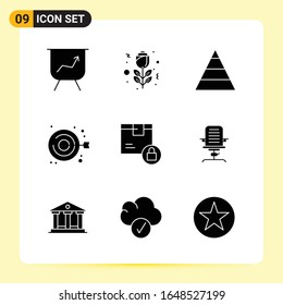 9 Iconos creativos para diseño de sitios web modernos y aplicaciones móviles sensibles. 9 Símbolos de glifo carteles de fondo blanco. Paquete de 9 iconos.