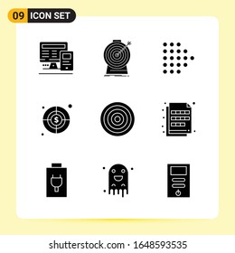 9 Creative Icons for Modern website design and responsive mobile apps. 9 Glyph Symbols Signs on White Background. 