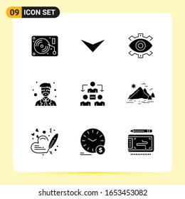 9 Creative Icons for Modern website design and responsive mobile apps. 9 Glyph Symbols Signs on White Background. 9 Icon Pack.
