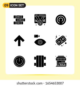 9 Iconos creativos para diseño de sitios web modernos y aplicaciones móviles sensibles. 9 Símbolos de glifo carteles de fondo blanco. Paquete de 9 iconos.