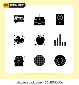 9 Creative Icons for Modern website design and responsive mobile apps. 9 Glyph Symbols Signs on White Background. 9 Icon Pack.
