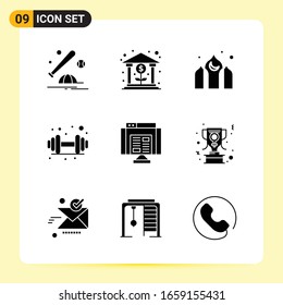 9 Creative Icons for Modern website design and responsive mobile apps. 9 Glyph Symbols Signs on White Background. 9 Icon Pack.