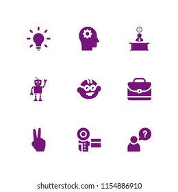 9 creative icons in vector set. future, portfolio, geek and brain illustration for web and graphic design