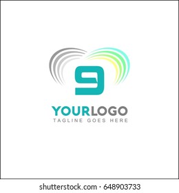9 Creative Logo. Abstract colorful vector illustration circle on a white background. Rainbow line icon.