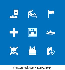 9 cross icons in vector set. trail running shoe, workout, catholic and sport wear illustration for web and graphic design