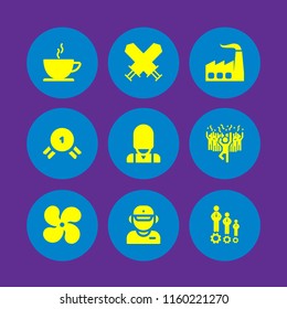 9 crowd icons in vector set. fan, first, human resources symbol and england illustration for web and graphic design