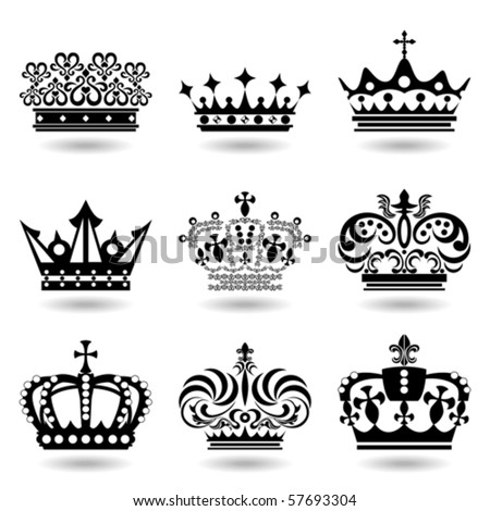 9 crown icons set. Illustration vector.