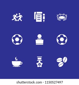 9 cup icons in vector set. notepad, laptop, soccer and coffee illustration for web and graphic design