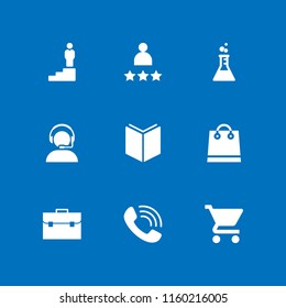 9 customer icons in vector set. support, experiment, rate and reader illustration for web and graphic design
