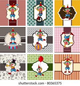 9 Cute Cartoon Clown Card