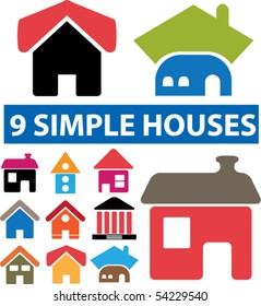 9 cute houses. vector