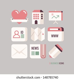 9 cute vector business icons