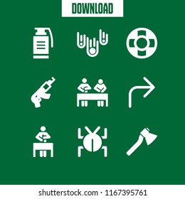 9 danger vector icon set with asteroids, worker, workers and lifesaver icons for mobile and web