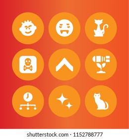 9 dark icons in vector set. vampire, star, time and cheeky illustration for web and graphic design