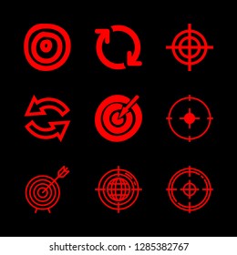 9 dart icons with circular arrows couple and target in this set
