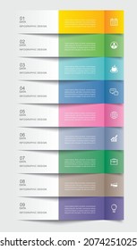 9 plantilla de índice de papel de ficha de infografía de datos. Fondo abstracto de ilustración vectorial.
