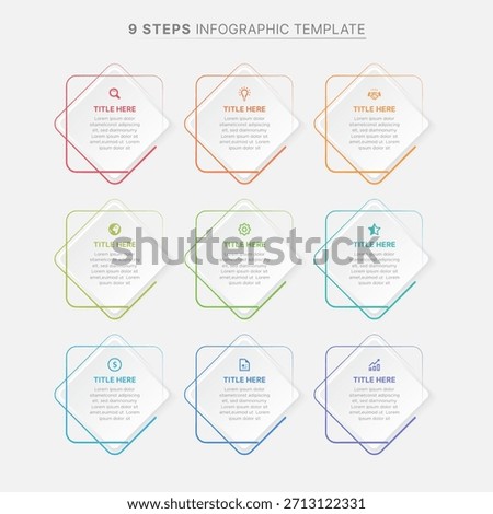 9 Data Points Business Infographic Template with Hexagonal Process Flow Diagram