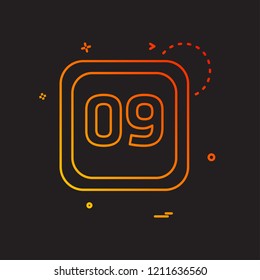 9 Date Calender icon design vector