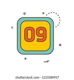 9 Date Calender icon design vector