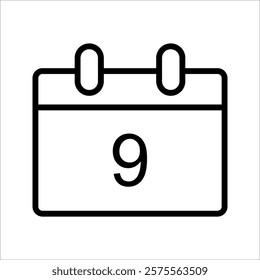 9 Date icon design with white. 
For mobile concept and web design. vector illustration.
