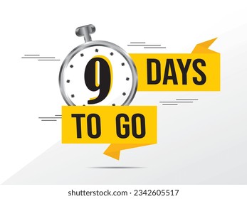 9 day to go last countdown icon. nine day go sale price offer promo deal timer, 9 days only, Countdown left days banner. count time sale. Vector illustration, number of days left badge for sale 