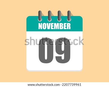 9 Day November in green. Calendar icon for November month on clear background Photo stock © 