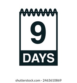 9 days calendar icon vector illustration eps
