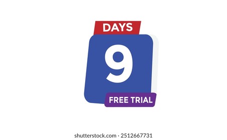 9 days free trial Countdown number banner templates. time icon. Vector Illustration 
