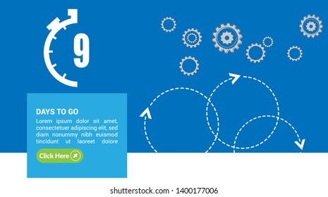 9 days to go banner. flat style. days to go concept.