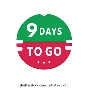 9 días para el cartel de cuenta regresiva. Los días modernos de diseño de emoticones a la izquierda. Vector de anuncio de venta de tiempo de recuento de ofertas.