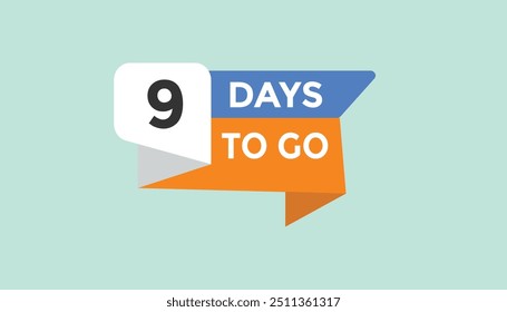 9 días para ir Cuenta regresiva número Anuncio Plantillas. Ilustración vectorial 
