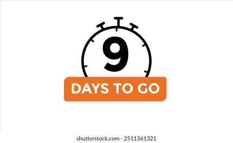 Noch 9 Tage bis Countdown-Nummer Banner Vorlagen gehen. Zeit-Symbol. Vektorgrafik 
