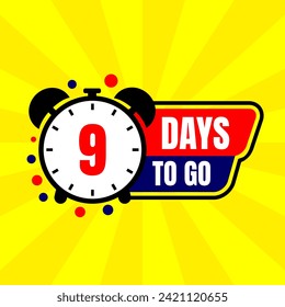 9 days to go. event countdown with yellow abstract background.