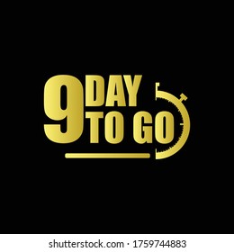 9 days to go Gradient label,sign,button. Vector stock illustration