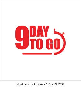 9 days to go label,sign,button. Vector stock illustration